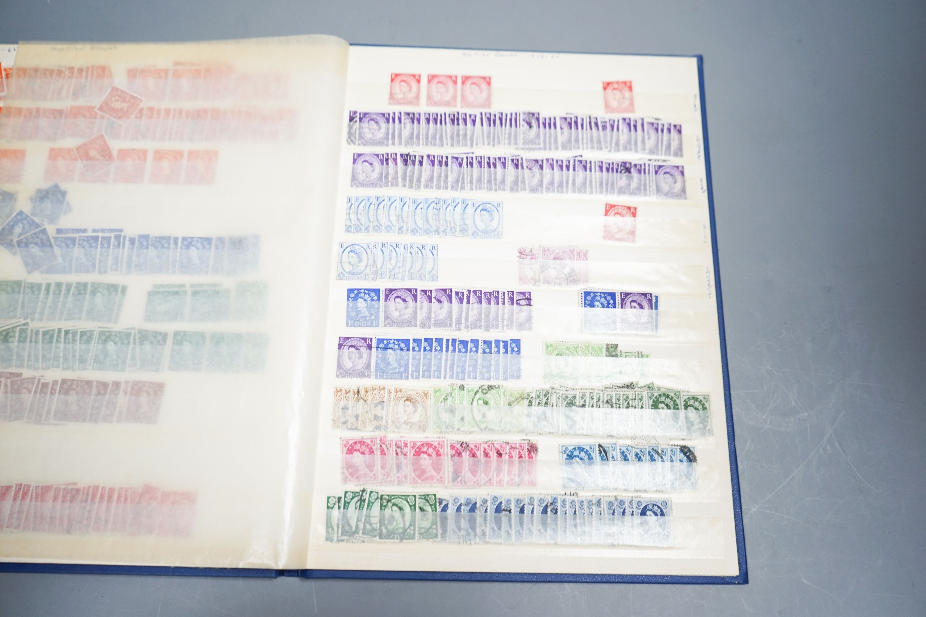 A large accumulation of World stamps in albums, stock books with Great Britain from 1d Reds to Modern Decimal Mint, Australia, Canada and New Zealand and loose (3 plastic tubs)